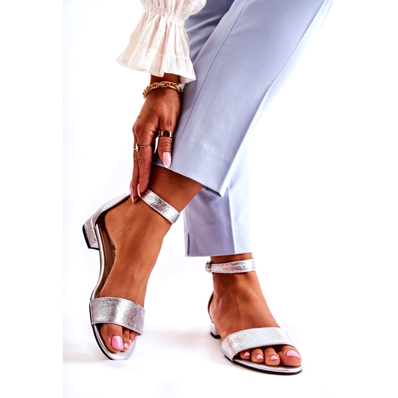 Alberto Violli Sandalias de cuero plateado para mujeres plata 1
