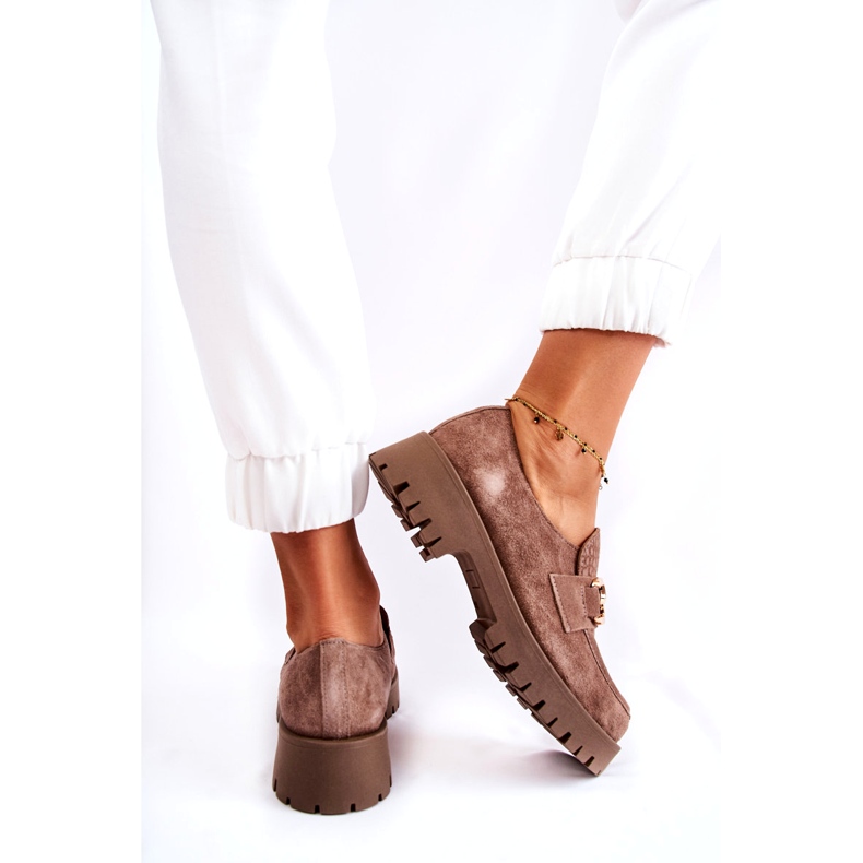 Lemar Zapatos de marrón claro de gamuza para mujeres con un adorno 4