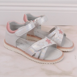 Evento Miss. Sandalias plateadas con velcro para niña plata 3