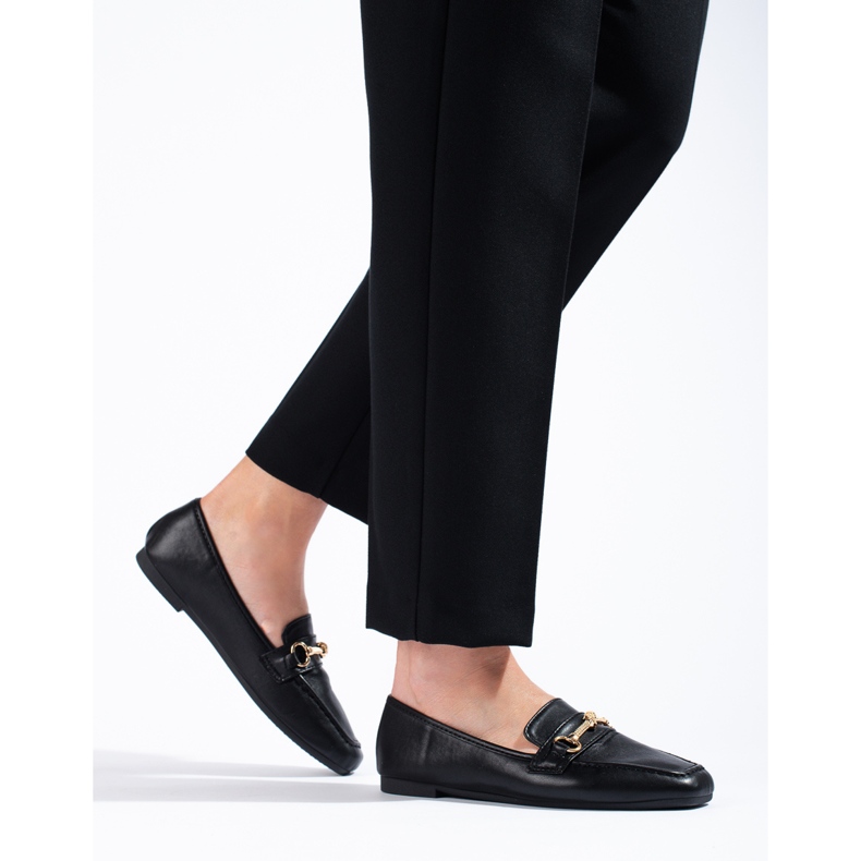 Mocasines Shelovet negros fabricados en piel ecológica 2