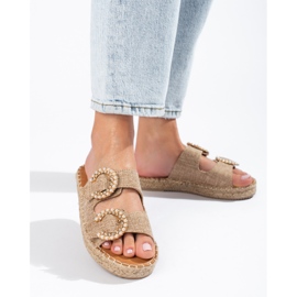 Pantuflas mujer hebilla Shelovet beige 2