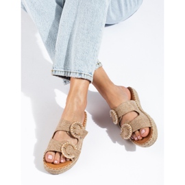 Pantuflas mujer hebilla Shelovet beige 1
