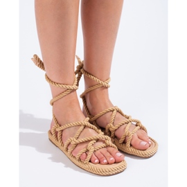Shelovet Sandalias Atadas Trenzadas De Mujer Beige 2