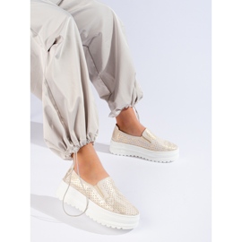 Zapatos slip on mujer piel dorados Shelovet 3