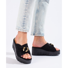 Sandalias de cuña alta negras de Shelovet negro 1 Sandalias de cuña alta negras de Shelovet negro 1