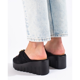 Sandalias de cuña alta negras de Shelovet negro 2