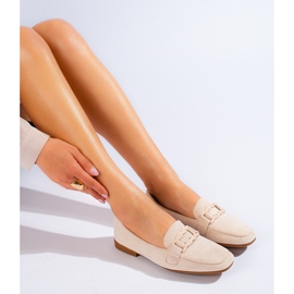 Mocasines de mujer Shelovet de ante beige 1