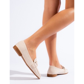 Mocasines de mujer Shelovet de ante beige 2