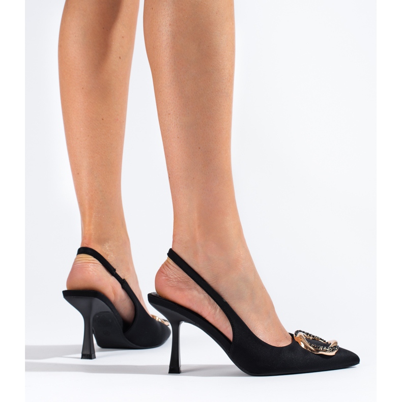 Zapatos de salón con tacón abierto en ante negros de Shelovet 1