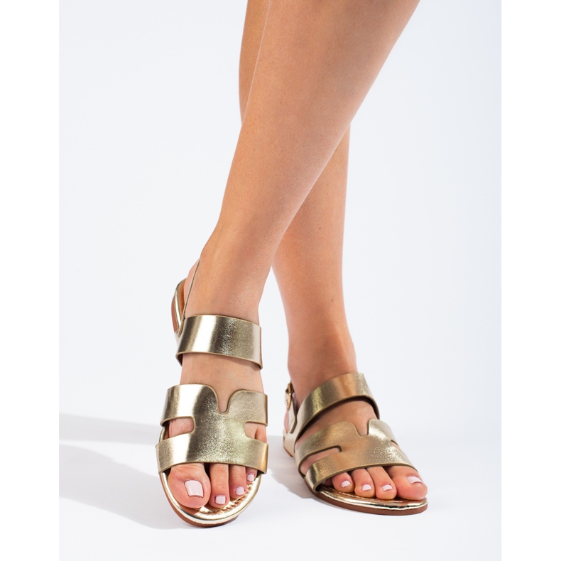 Sandalias planas Shelovet doradas dorado 2
