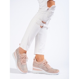 Deportivas cuña de tejido rosa Shelovet rosado 3