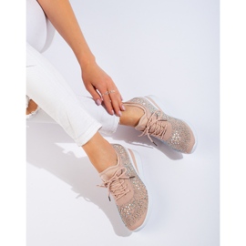Deportivas cuña de tejido rosa Shelovet rosado 2