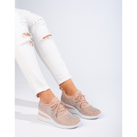 Deportivas cuña de tejido rosa Shelovet rosado 1