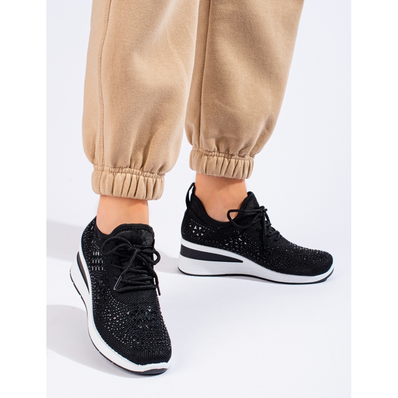 Deportivas cuña Shelovet textil negro 2