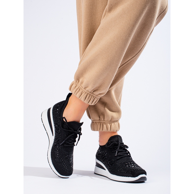 Deportivas cuña Shelovet textil negro 1