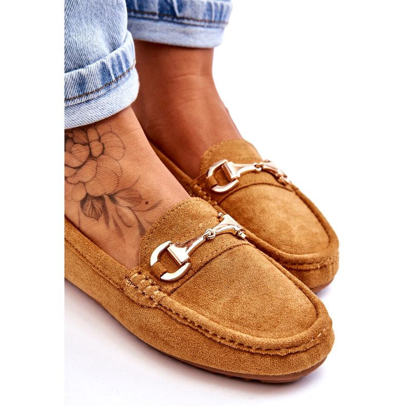 Mocasines Clásicos De Ante Con Decoración Camel marrón 3 Mocasines Clásicos De Ante Con Decoración Camel marrón 3
