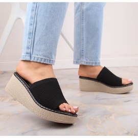 Zapatillas casa mujer cuña negras T.Sokolski MU100 negro 2