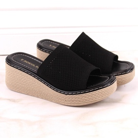 Zapatillas casa mujer cuña negras T.Sokolski MU100 negro 5