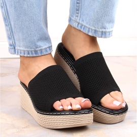 Zapatillas casa mujer cuña negras T.Sokolski MU100 negro 3