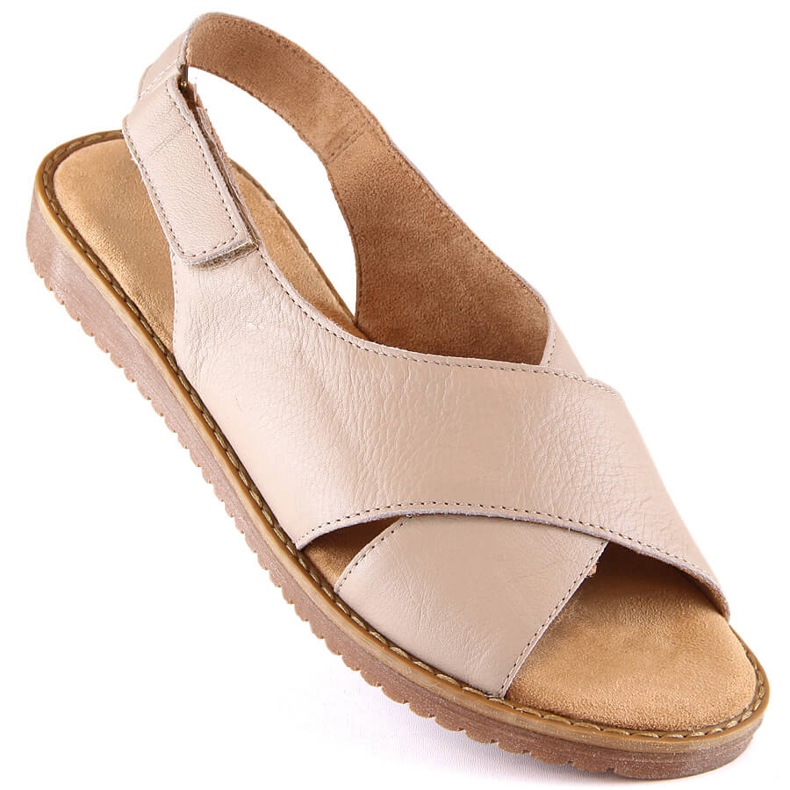 T.Sokolski Muya 422213 sandalias beige de piel con velcro 1