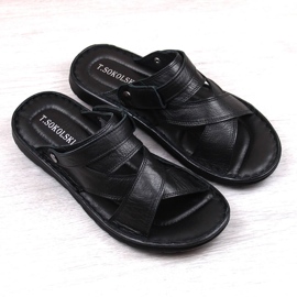 Chanclas de hombre en piel negra T.Sokolski LM20-02 negro 6