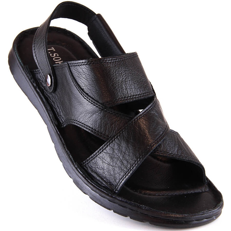 Chanclas de hombre en piel negra T.Sokolski LM20-02 negro 1
