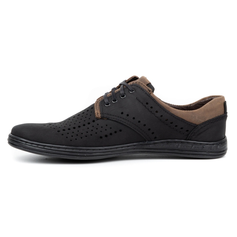Polbut Zapatos de piel para hombre 402 verano negro con marrón 1