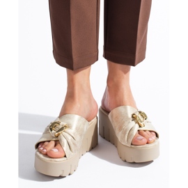 Zapatillas cuña mujer Shelovet doradas dorado 1