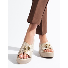 Zapatillas cuña mujer Shelovet doradas dorado 3