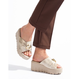 Zapatillas cuña mujer Shelovet doradas dorado 2