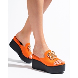 Zapatillas cuña Shelovet ante naranja 3
