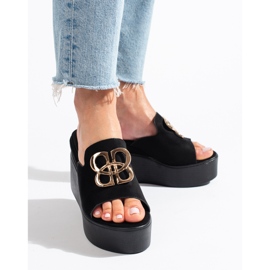 Zapatillas cuña Shelovet ante negro 1