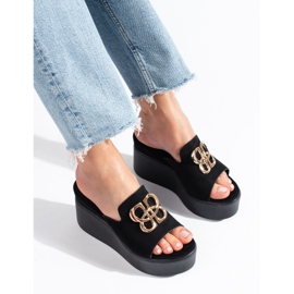 Zapatillas cuña Shelovet ante negro 2