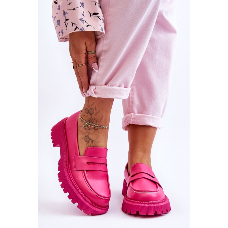 Mocasines rosas de cuero con plataforma sin cordones de Riverside 1