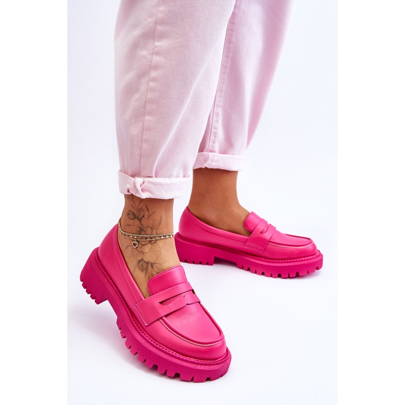 Mocasines rosas de cuero con plataforma sin cordones de Riverside 2