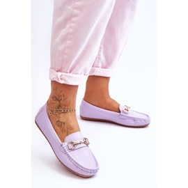 Mocasines clásicos de cuero morado Verona violeta 3