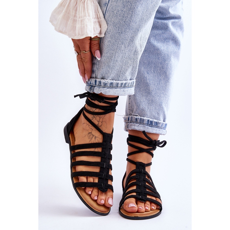 FC3 Sandalias Romanas Mujer Ante Negro Semper 1