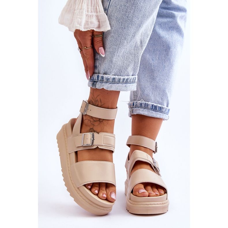 Sandalias De Mujer Con Cinturón Hever Beige 1