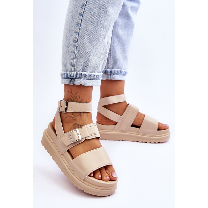 Sandalias De Mujer Con Cinturón Hever Beige 2