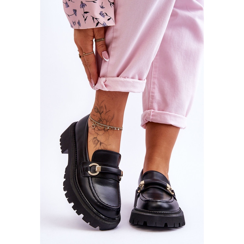 Mocasines De Mujer En Una Plataforma Masiva Calypso Negro 1