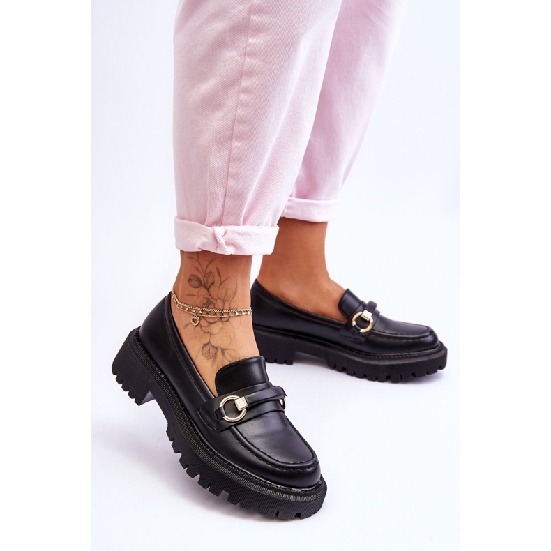 Mocasines De Mujer En Una Plataforma Masiva Calypso Negro 2