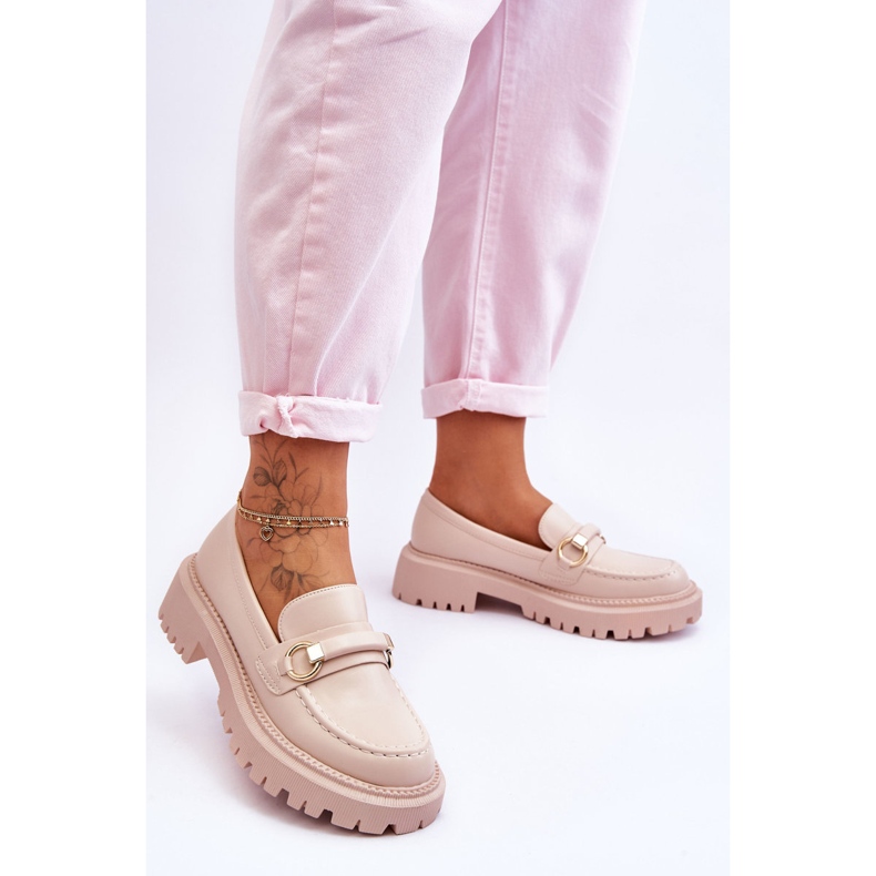 FG1 Mocasines De Mujer En Una Plataforma Masiva Calypso Beige 2 FG1 Mocasines De Mujer En Una Plataforma Masiva Calypso Beige 2