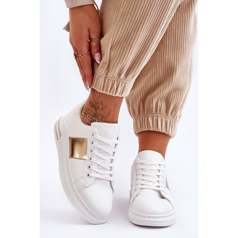 Zapatillas deportivas clásicas blancas y doradas Follow Me blanco 1 Zapatillas deportivas clásicas blancas y doradas Follow Me blanco 1
