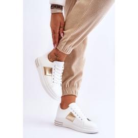 Zapatillas deportivas clásicas blancas y doradas Follow Me blanco 4