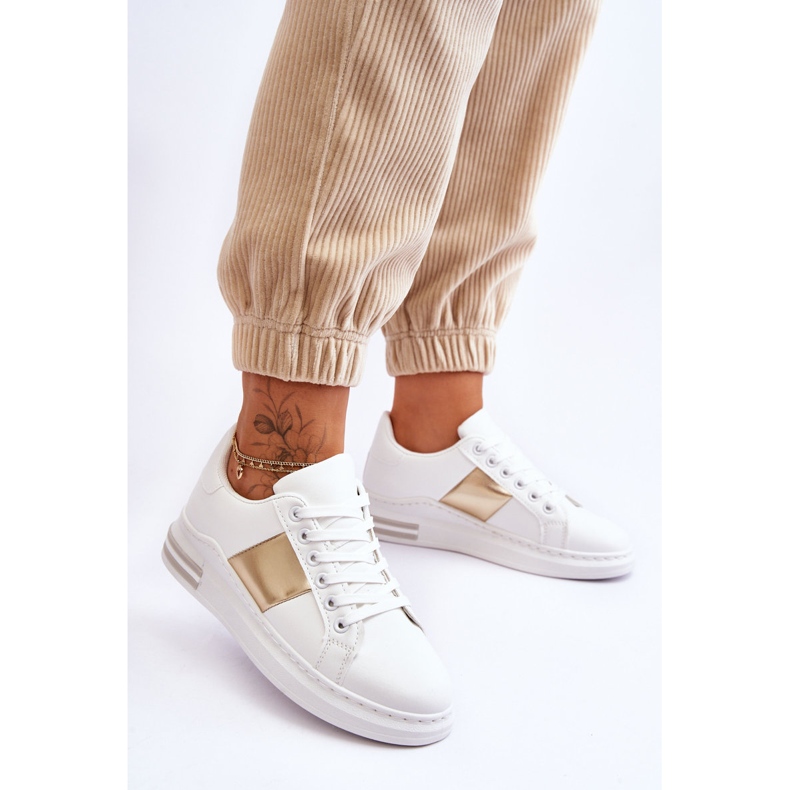 Zapatillas deportivas clásicas blancas y doradas Follow Me blanco 2 Zapatillas deportivas clásicas blancas y doradas Follow Me blanco 2