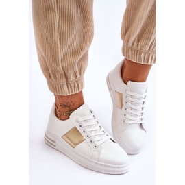 Zapatillas deportivas clásicas blancas y doradas Follow Me blanco 3