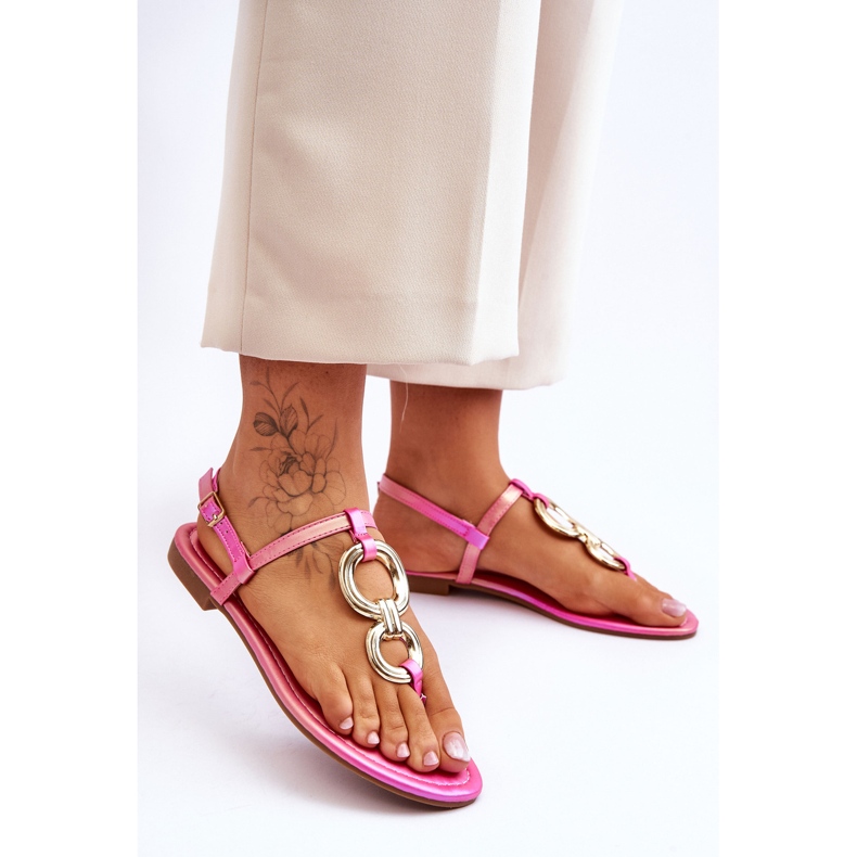 Chanclas de tacón plano Keep Going de cuero rosa rosado 2 Chanclas de tacón plano Keep Going de cuero rosa rosado 2