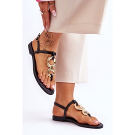 Sandalias negras de cuero con chanclas de tacón plano Keep Going negro 4