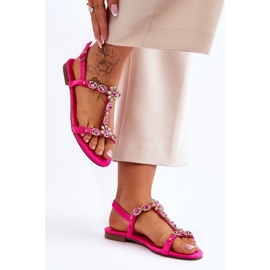 FI1 Sandalias Mujer Ante Piedras Fucsia Calabrio rosado 5