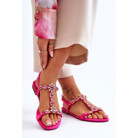 FI1 Sandalias Mujer Ante Piedras Fucsia Calabrio rosado 2